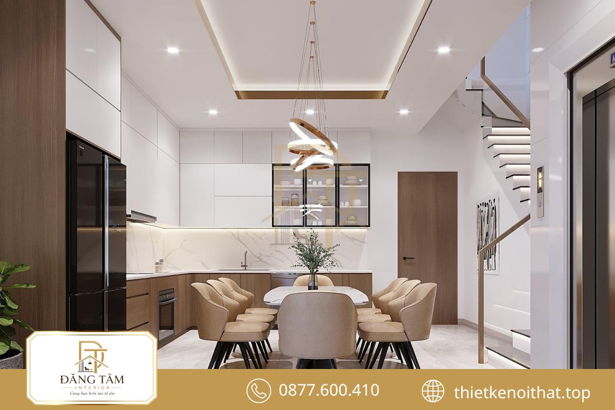 Thiết kế nội thất nhà ống với phòng bếp tiện nghi, tối ưu công năng