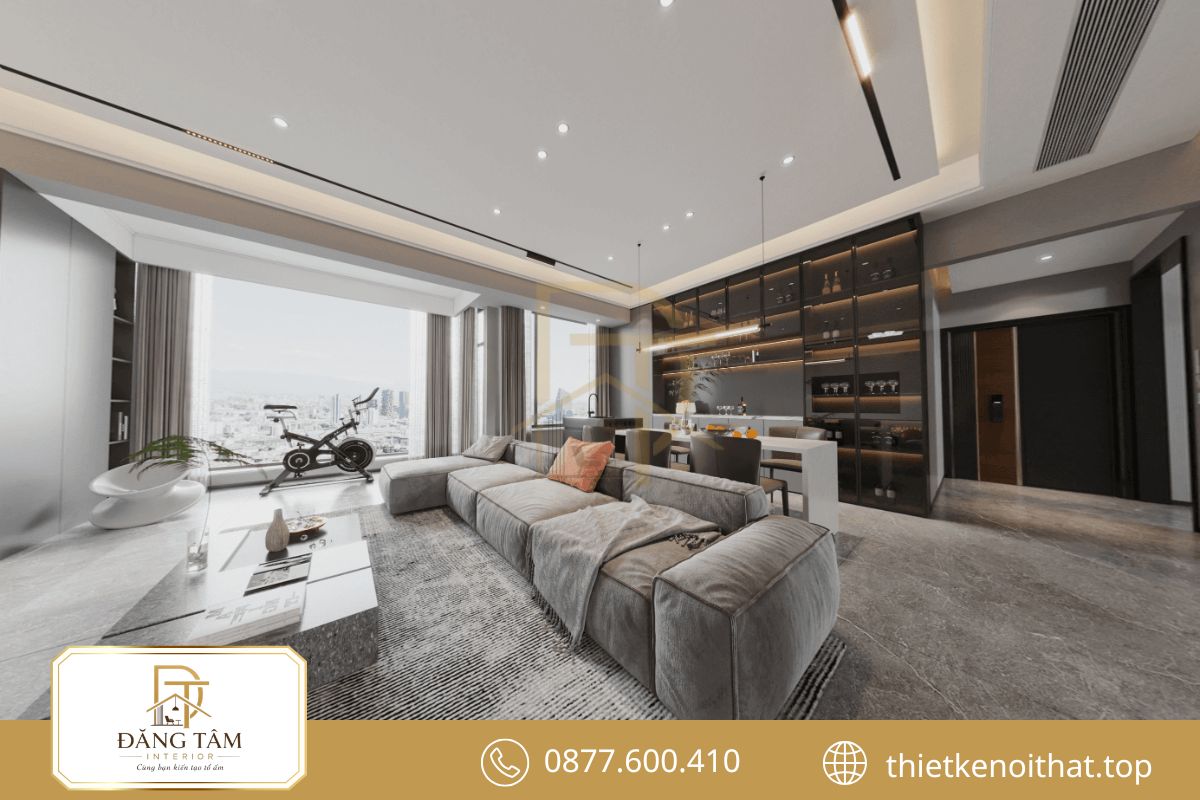 Mẫu nội thất chung cư 70m2 đẹp với phòng khách rộng thoáng, hiện đại, tiện nghi
