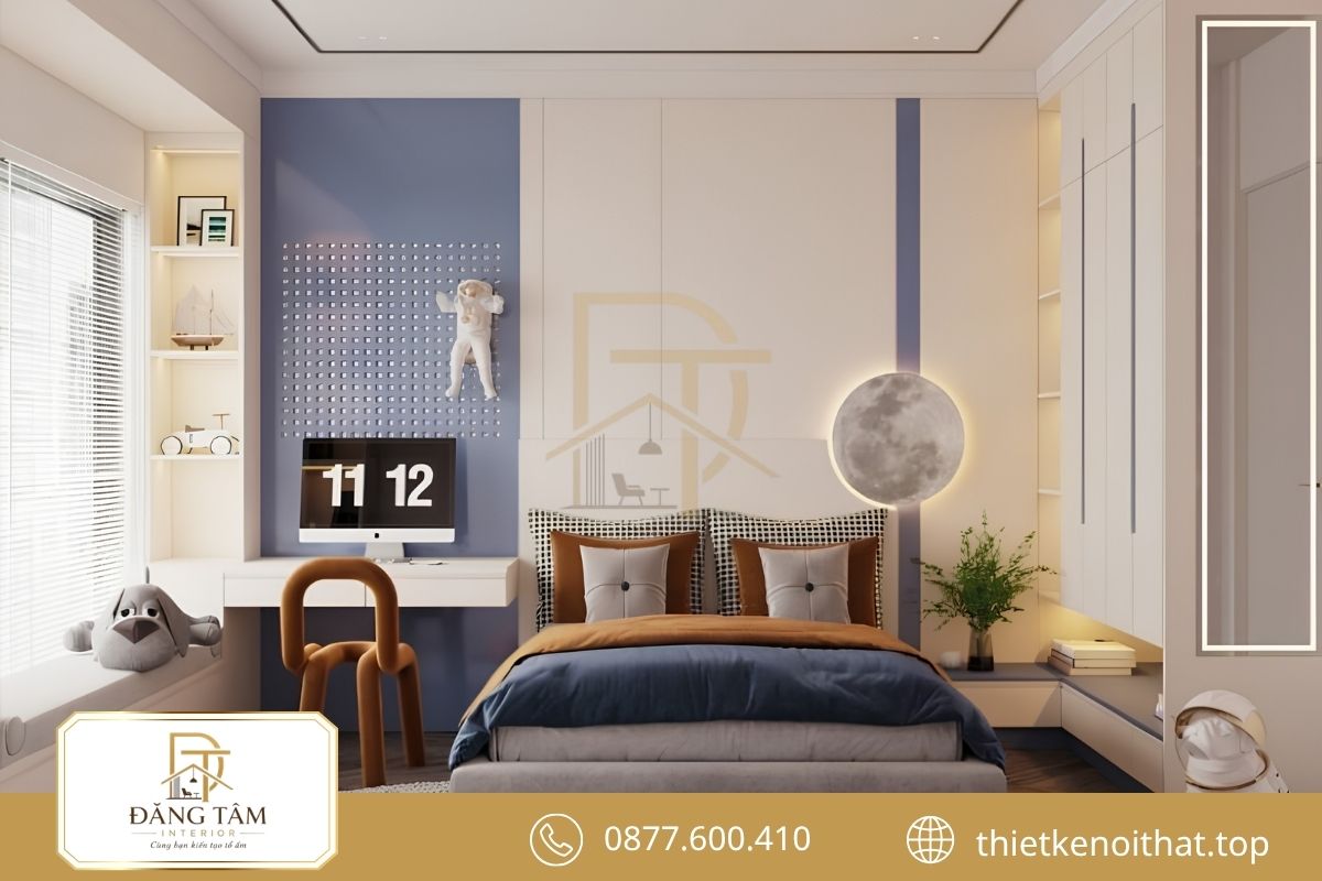 Phòng ngủ trẻ em linh hoạt theo độ tuổi trong căn hộ 110m2 