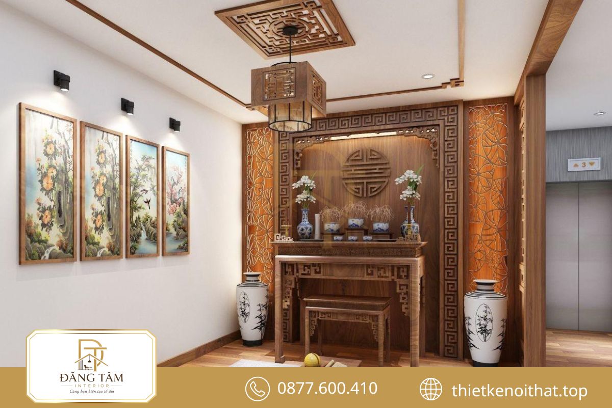 Phòng thờ nhà ống 4m trang nghiêm, hài hòa với tổng thể không gian sống