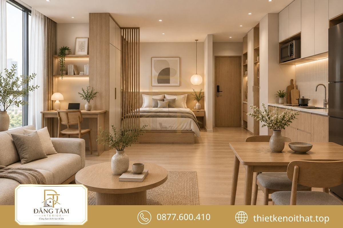 Phong cách Japandi tạo cảm giác ấm áp, thư thái cho Studio.