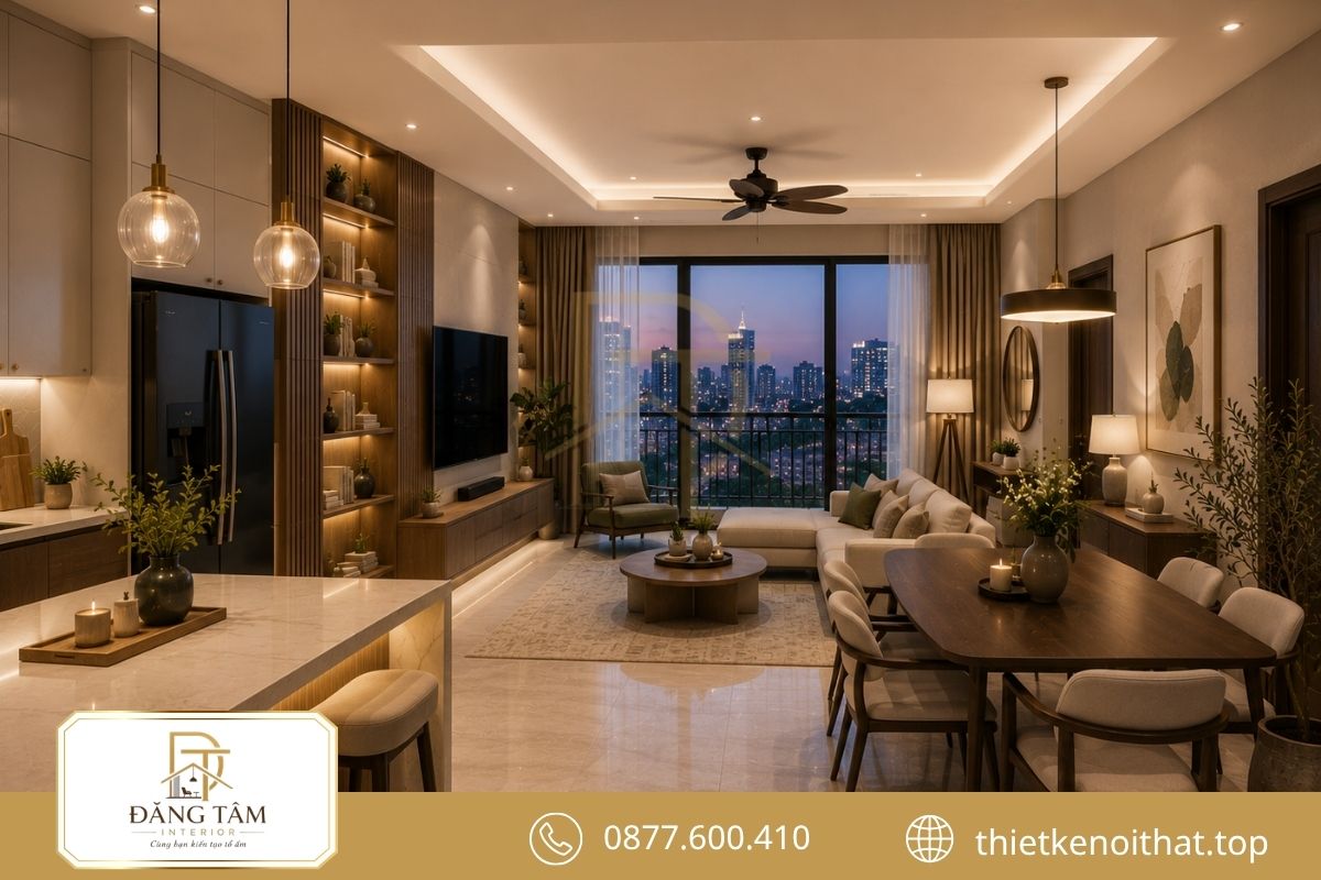 Tổng thể thiết kế căn hộ chung cư 100m2 hài hòa và giàu cảm hứng 