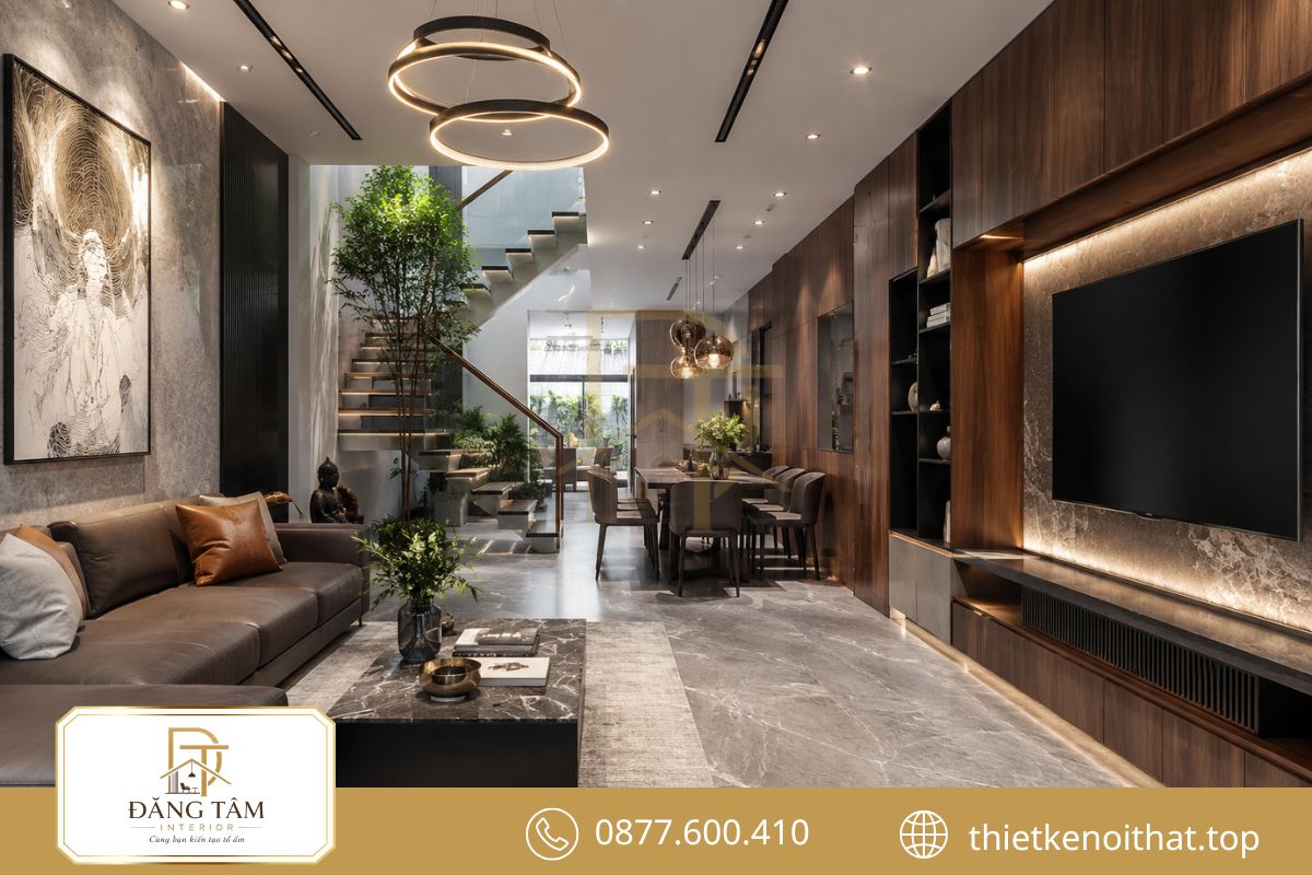 Thiết kế nội thất cho nhà ống hẹp theo không gian mở hiện đại