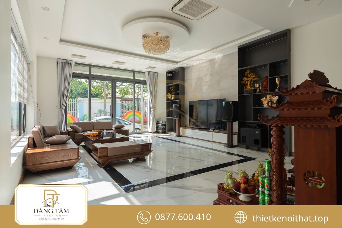Thi công nội thất phòng khách trọn gói đồng bộ tối ưu chi phí và tiến độ