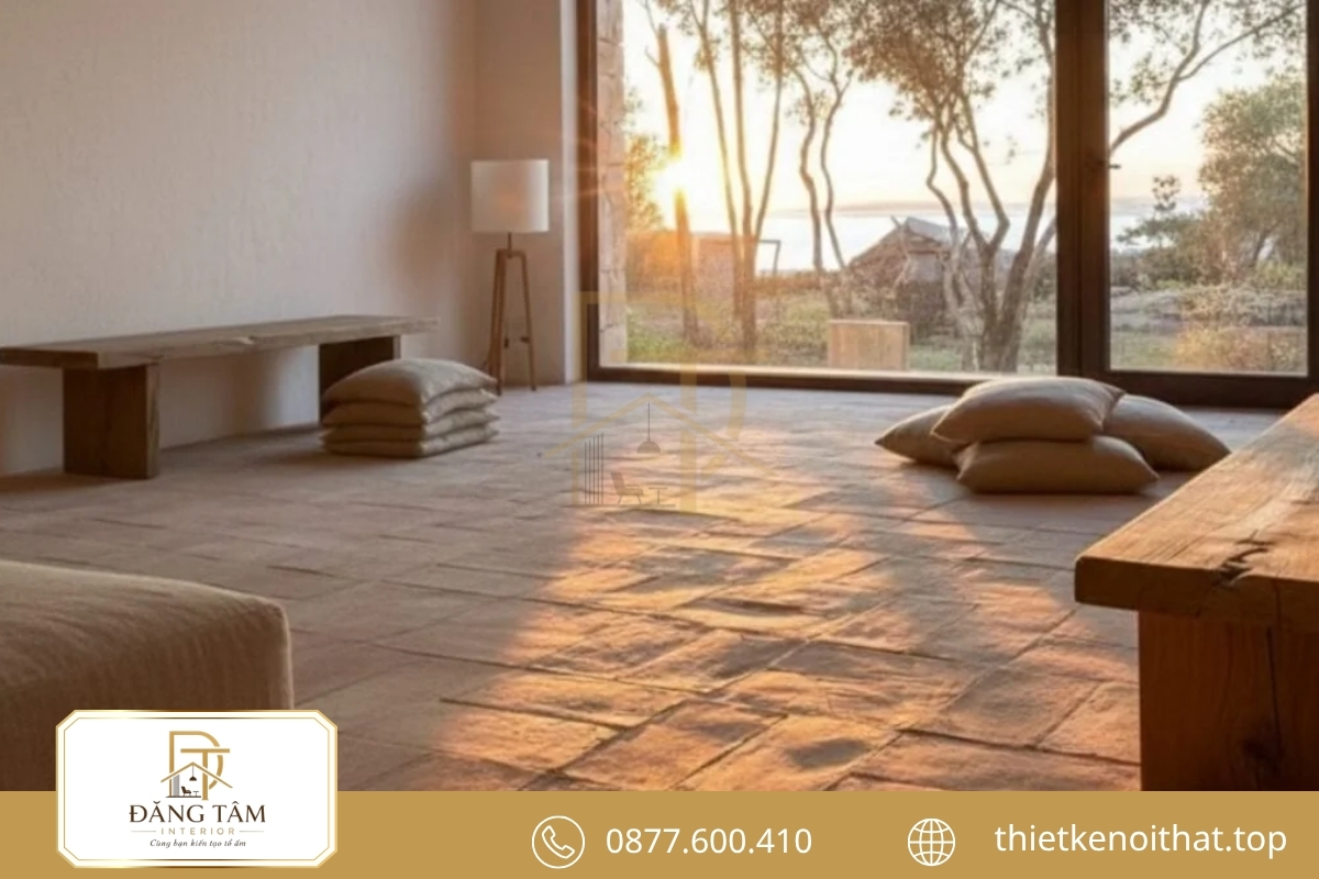 Ánh sáng tự nhiên tạo chiều sâu cho phong cách nội thất Wabi Sabi 