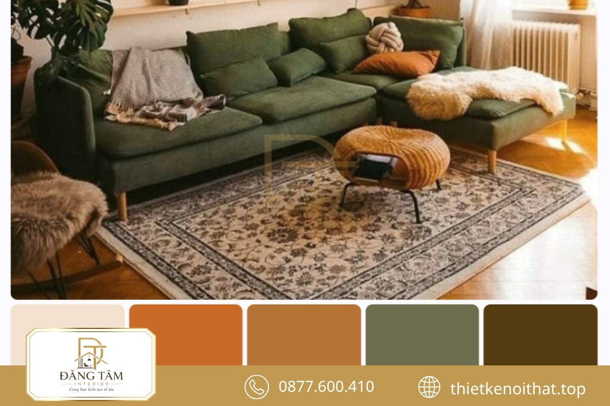 Phân cấp màu sắc hợp lý giúp nội thất Bohemian sống động mà không quá nặng