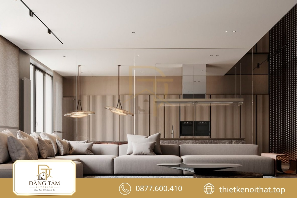 Phong cách nội thất đương đại nổi bật với gam trung tính và hình khối 