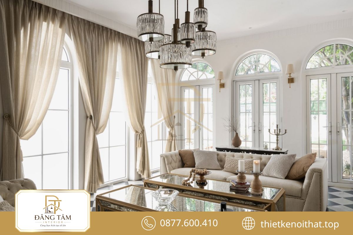Biệt thự thiết kế nội thất phong cách Pháp thể hiện rõ chiều sâu và sự bề thế