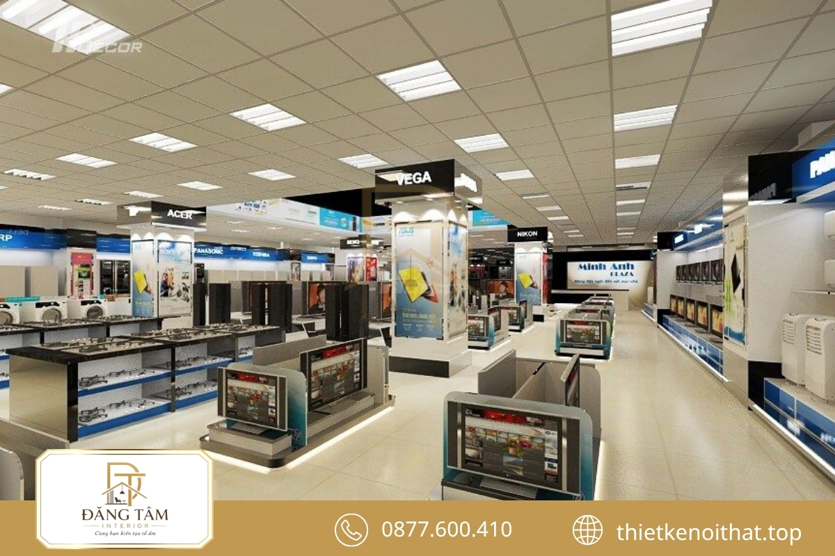 Thiết kế cửa hàng điện máy bố trí khoa học theo luồng mua sắm