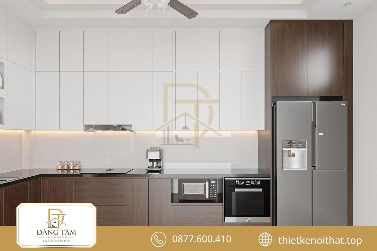 Phòng bếp căn hộ 3 phòng ngủ bố trí tiện nghi, dễ sử dụng 