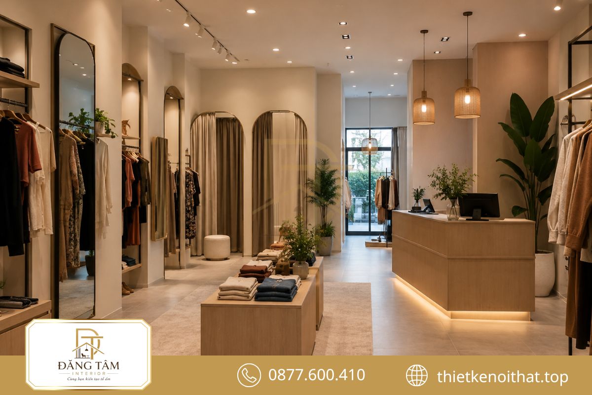 Phòng thử đồ và quầy thu ngân hợp lý giúp hành trình mua sắm liền mạch