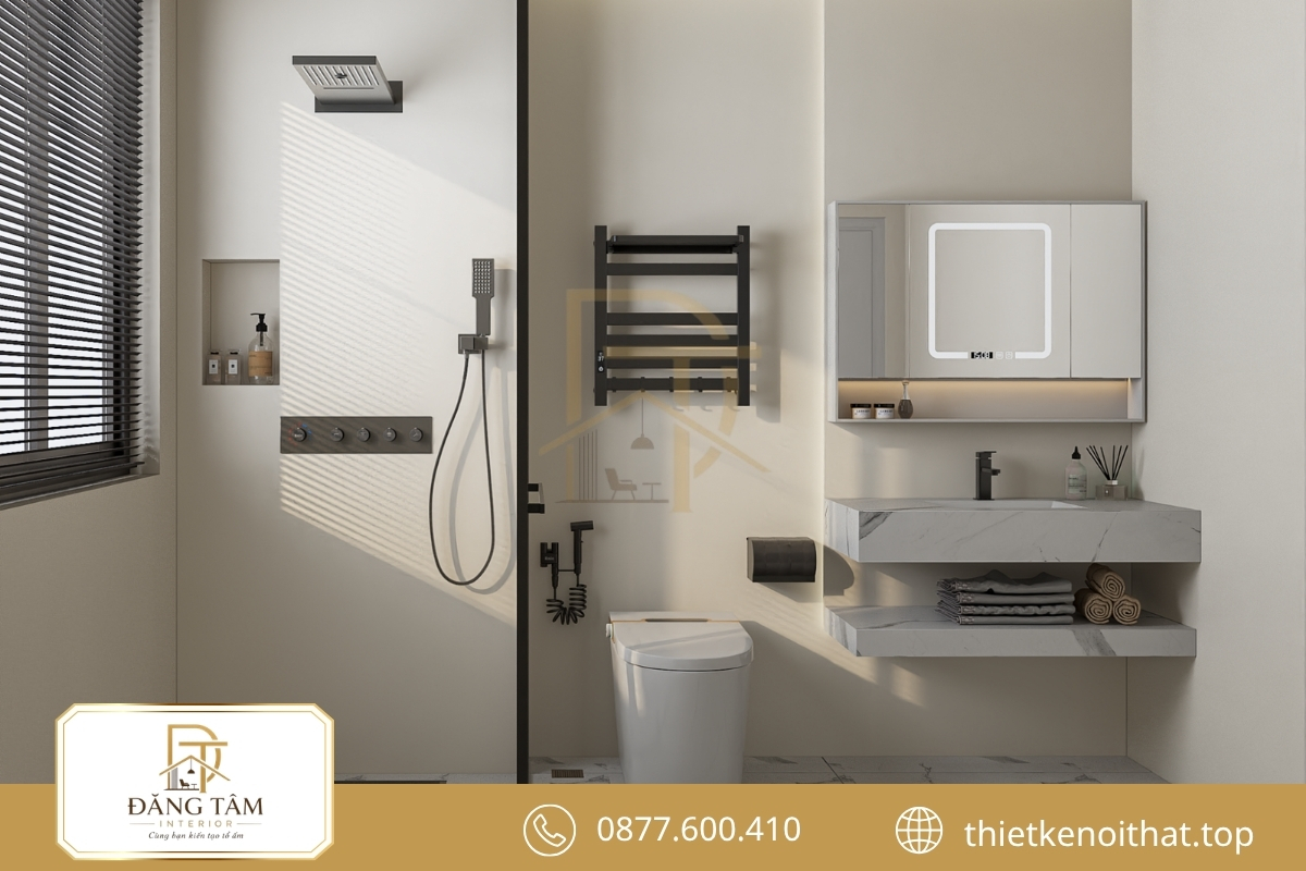 Hai phòng WC đồng bộ mang lại trải nghiệm tiện nghi và sạch thoáng