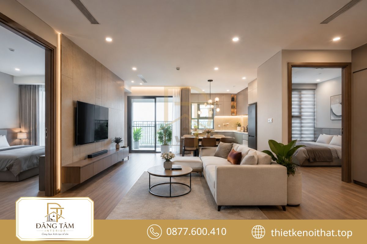 Căn hộ hai phòng ngủ sau cải tạo nhà chung cư cân bằng riêng tư và kết nối