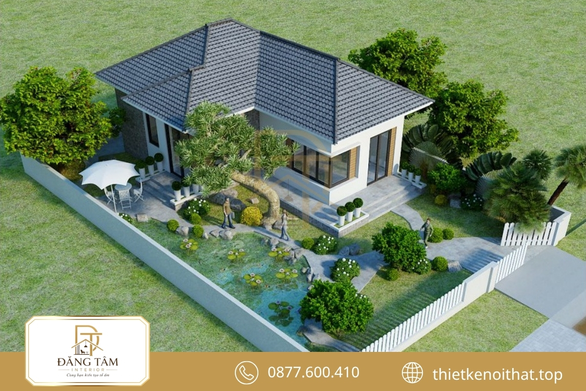 Mẫu cải tạo nhà cấp 4 nông thôn thành biệt thự sân vườn