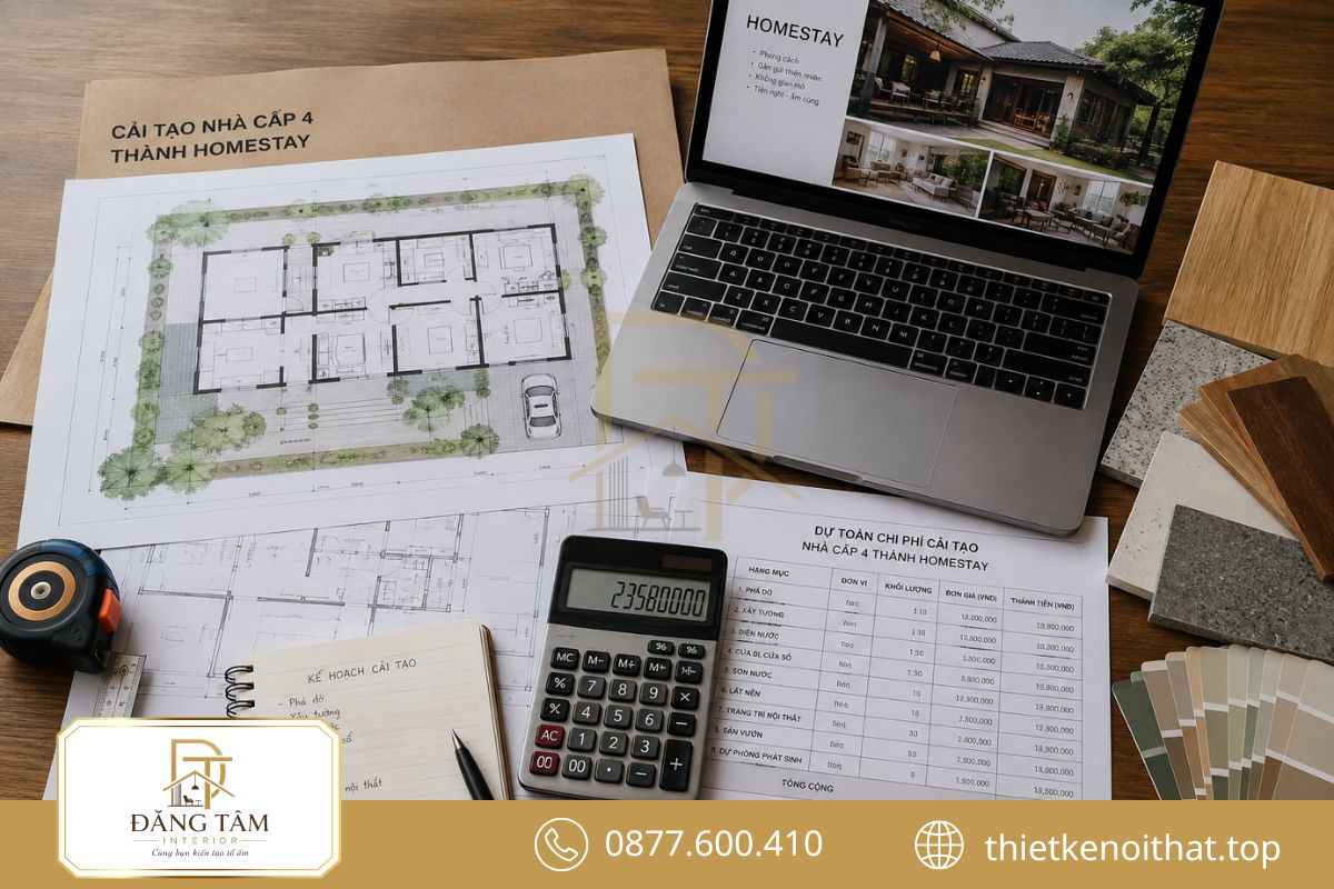 Ngân sách cải tạo thay đổi theo hiện trạng công trình và tiêu chuẩn hoàn thiện