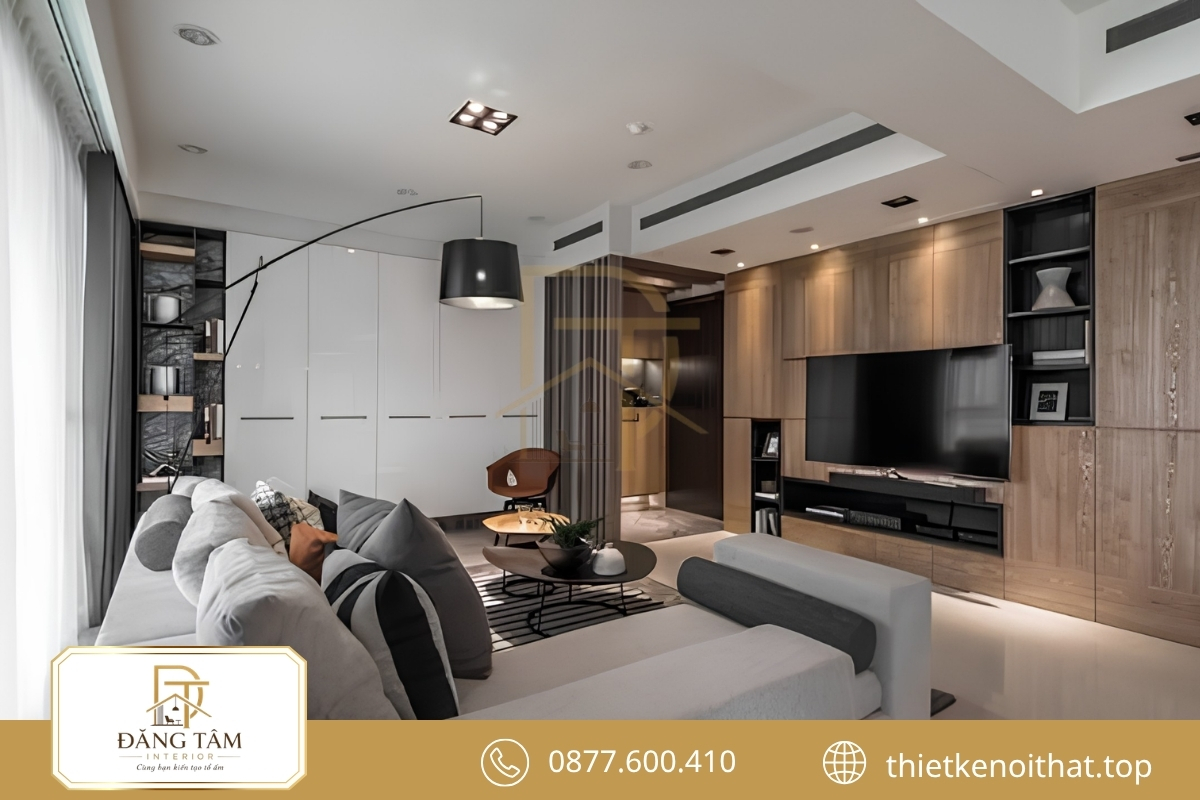 Nội thất tối giản kết hợp lưu trữ ẩn giữ căn hộ luôn thoáng gọn