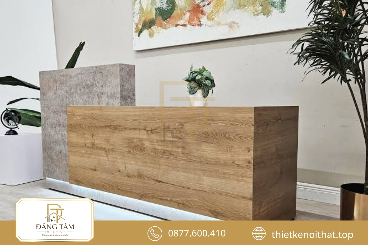 Chất liệu thiết kế quầy lễ tân cân bằng độ bền và thẩm mỹ