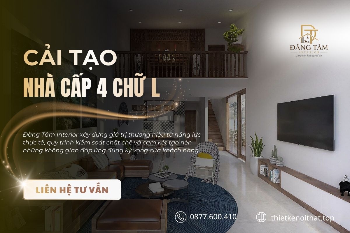 Đăng Tâm Interior biến cải tạo nhà cấp 4 chữ L thành không gian tiện nghi