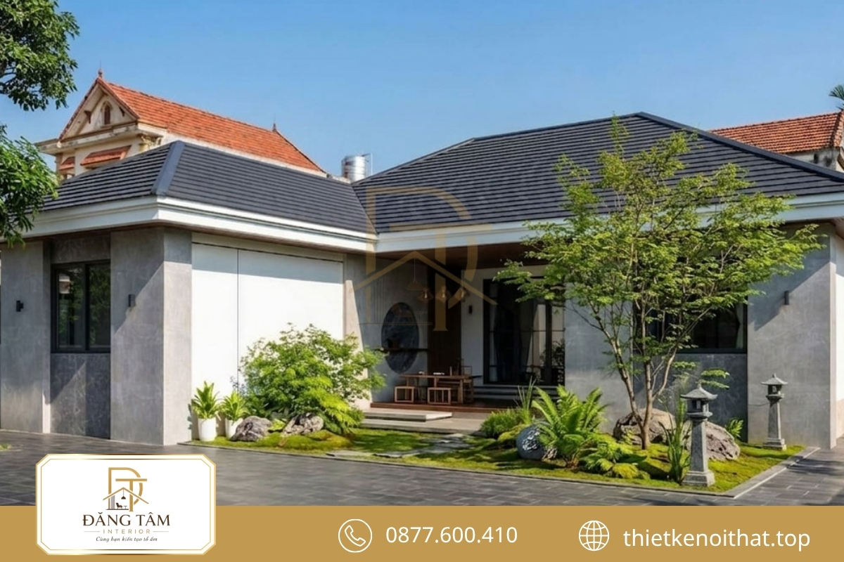 Mẫu cải tạo nhà cấp 4 60m2 đẹp với bố cục hiện đại gọn thoáng 
