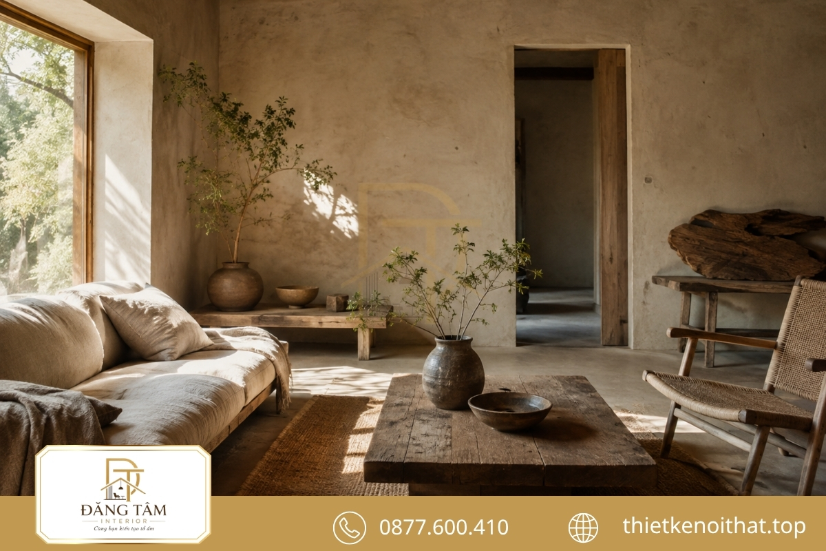 Phong cách nội thất Wabi Sabi mang lại cảm giác bình yên, thư giãn 