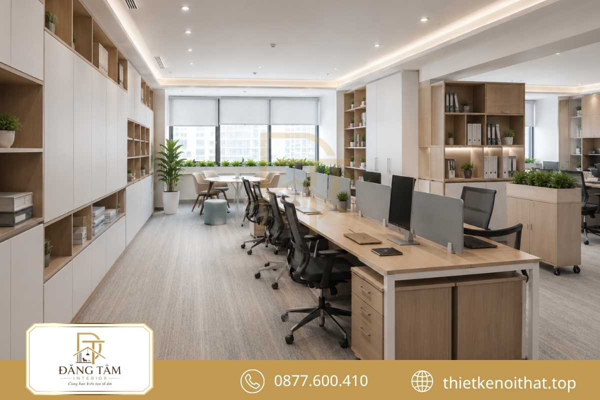 Hệ lưu trữ và bàn module tạo khả năng mở rộng cho văn phòng 