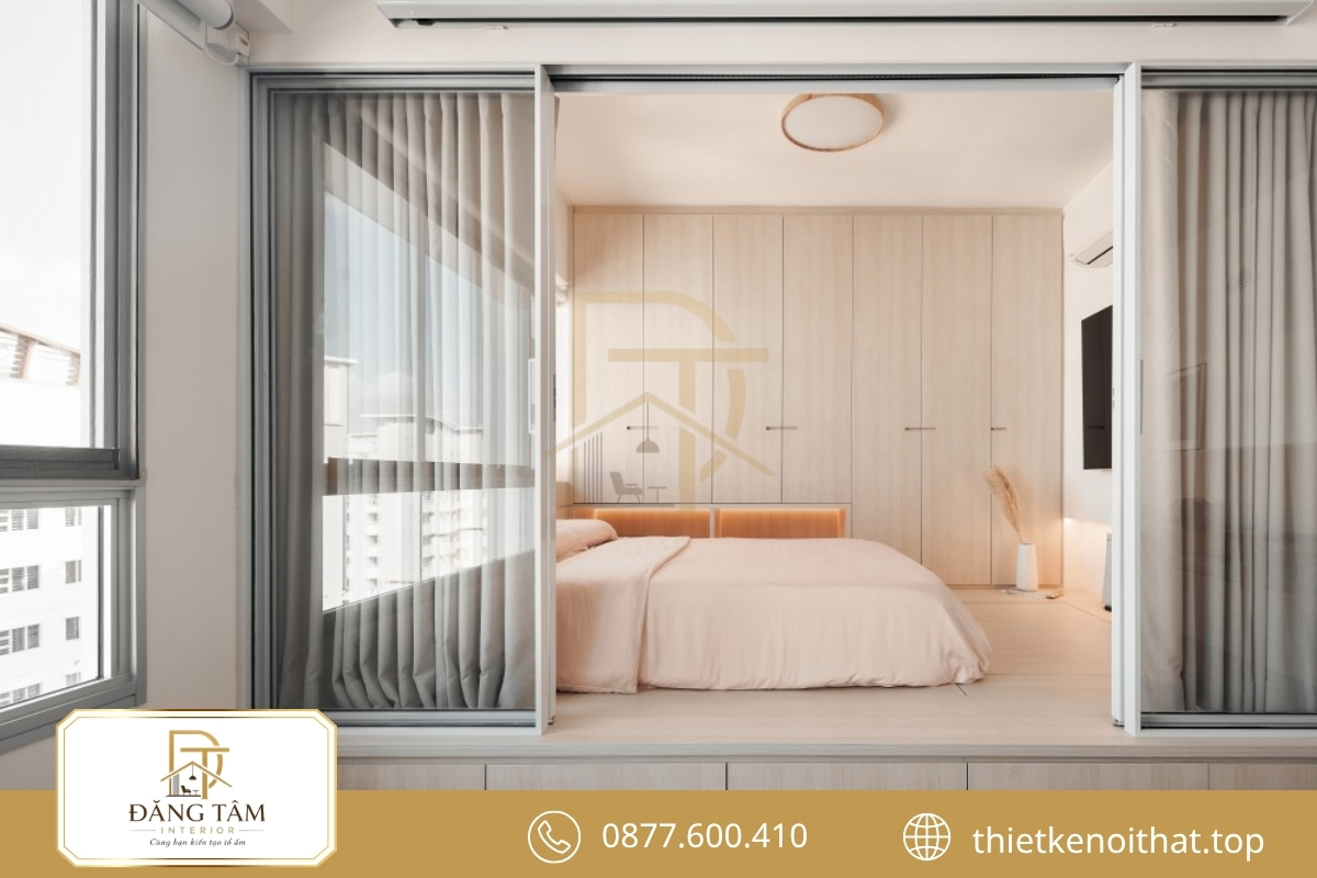 Giường bục tích hợp ngăn kéo tăng sức chứa cho phòng ngủ nhỏ