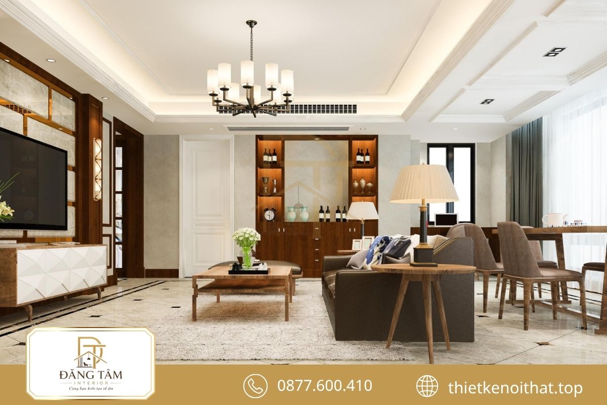 Góc làm việc đa năng trong thiết kế chung cư 150m2 gọn thoáng 