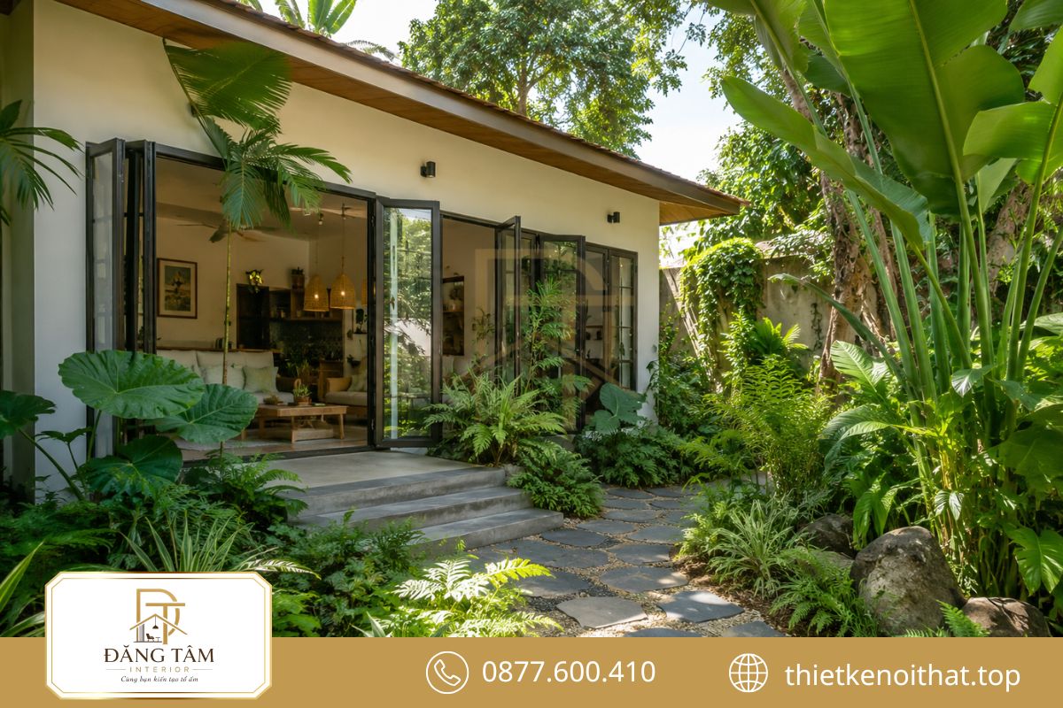 Mảng xanh nhiệt đới khiến cải tạo nhà cấp 4 thành homestay thêm thư thái