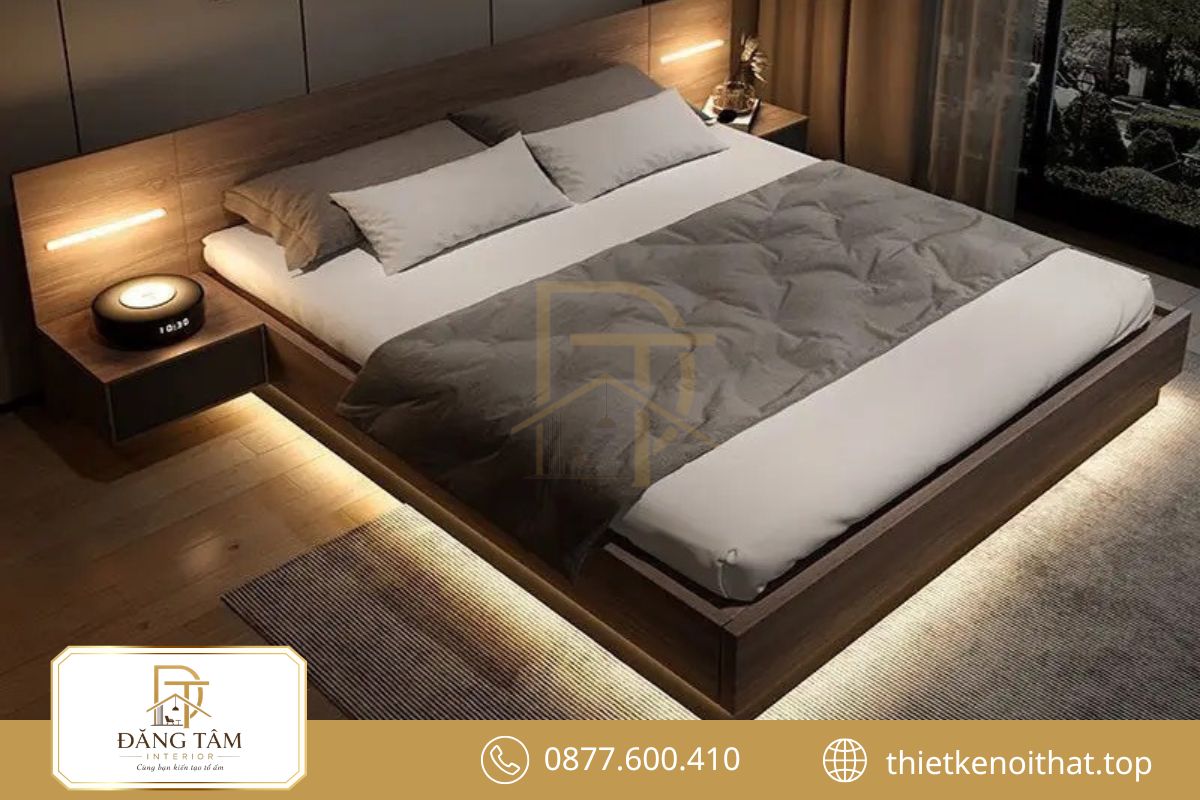 Đèn LED hắt nhẹ làm nổi bật đường nét và vật liệu nội thất