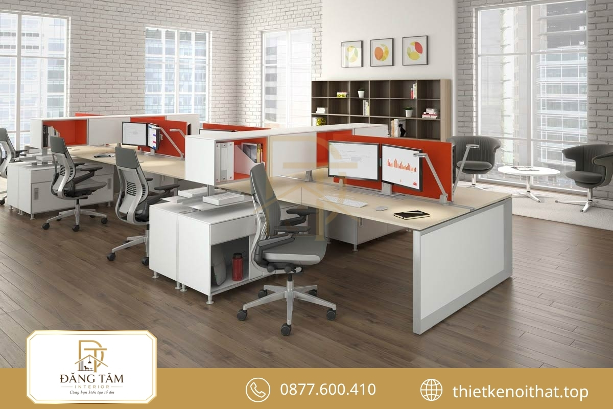 Hệ lưu trữ tích hợp giữ văn phòng nhỏ luôn gọn gàng 