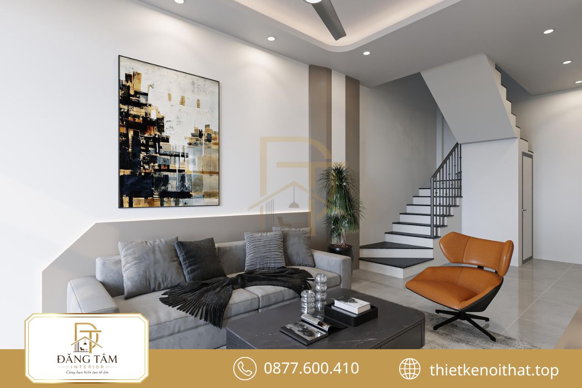 Thiết kế nội thất nhà phố nhỏ với phòng khách đẹp, sang trọng