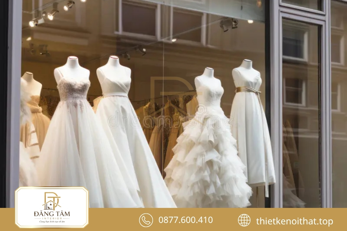 Khu mannequin tạo điểm nhấn nổi bật cho bộ sưu tập váy cưới mới
