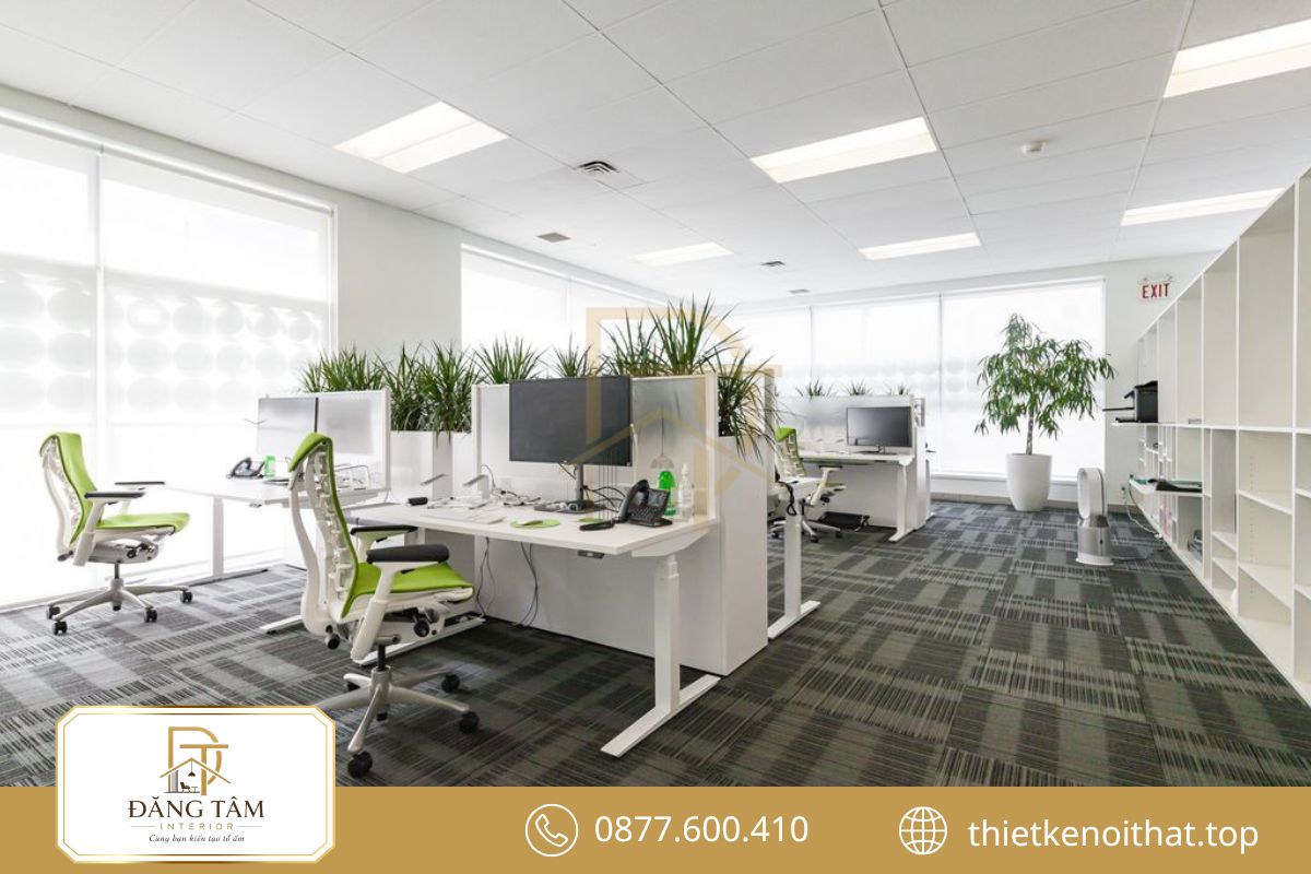 Nội thất văn phòng làm việc bố trí khoa học theo từng nhóm nhân sự