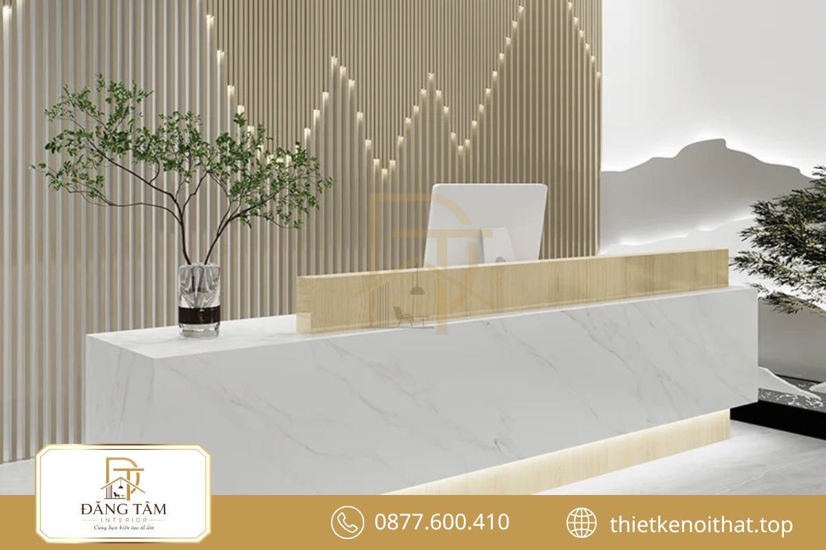 Thiết kế nội thất văn phòng chuyên nghiệp tạo sảnh lễ tân nổi bật thương hiệu