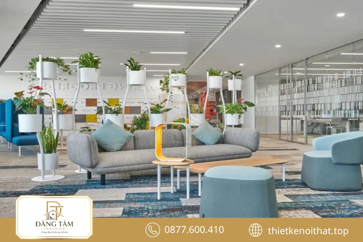 Thiết kế nội thất văn phòng làm việc kết hợp khu thư giãn thoải mái