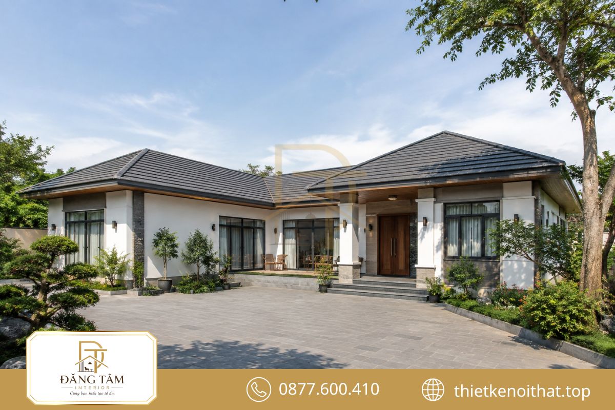Mái Nhật tạo tổng thể cải tạo nhà cấp 4 chữ L cũ hài hòa, trang nhã