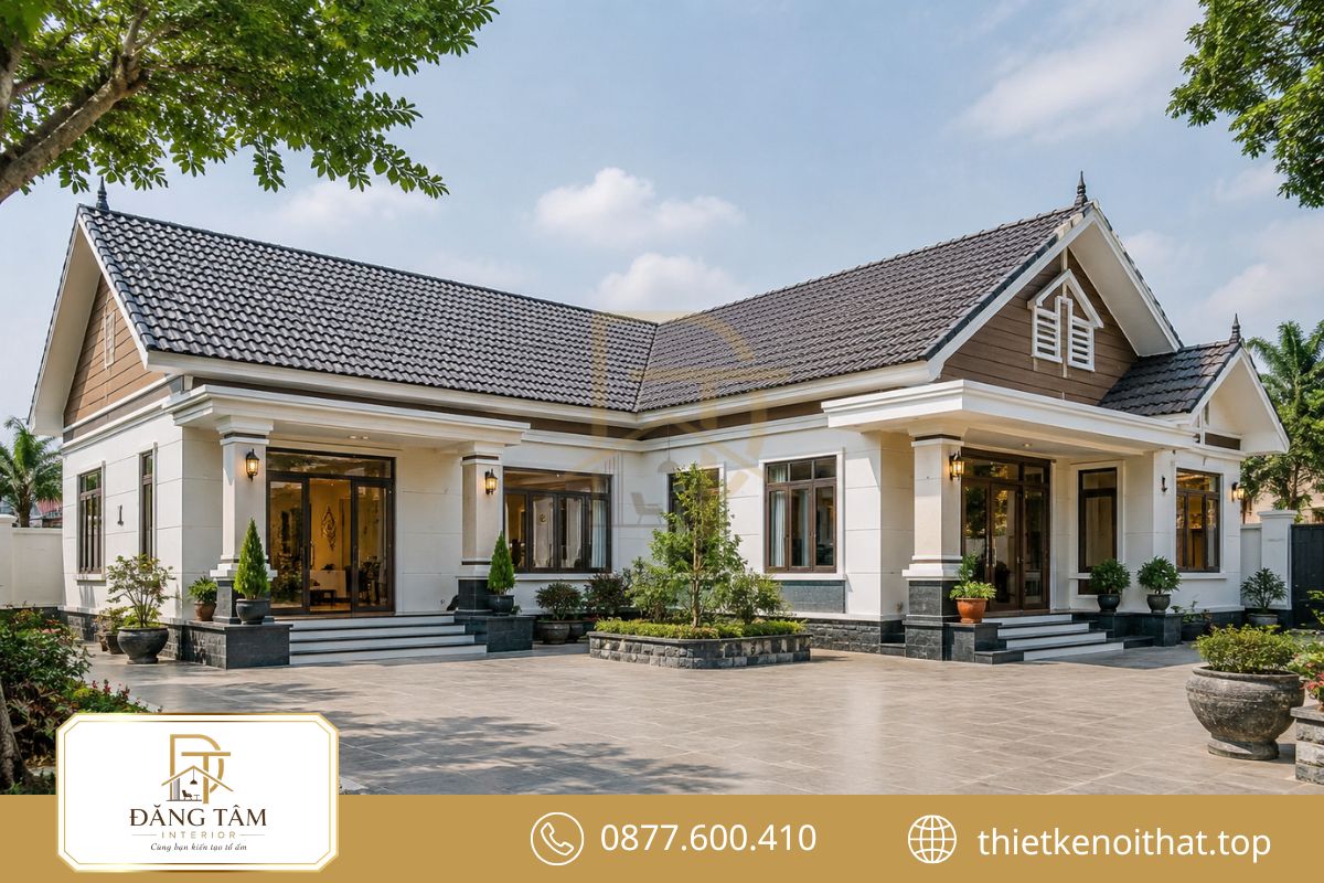Mái Thái tạo dáng thanh thoát cho mẫu cải tạo nhà cấp 4 chữ L đẹp