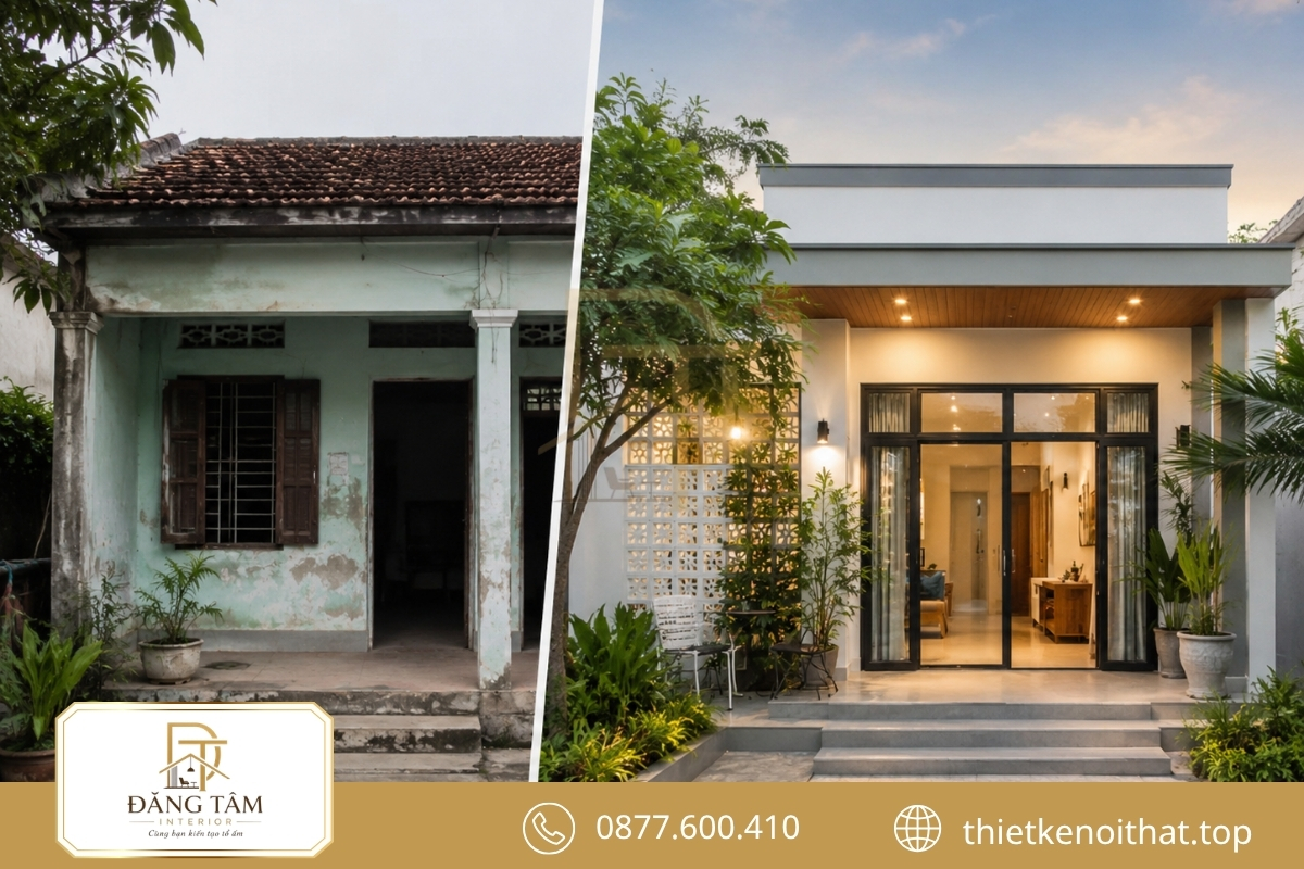 Mẫu sửa chữa nhà cấp 4 50m2 cũ thành mới sáng và gọn 