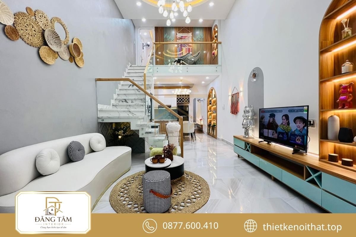 Mẫu nhà hai tầng có hình khối đơn giản và mặt tiền hiện đạiMẫu nhà hai tầng có hình khối đơn giản và mặt tiền hiện đại