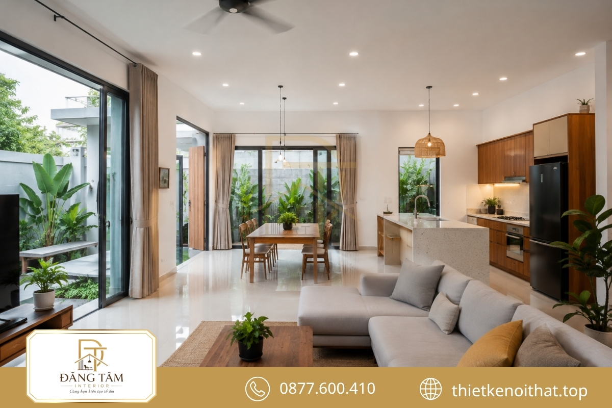 Mẫu cải tạo nhà cấp 4 50m2 đẹp theo không gian mở rộng thoáng 