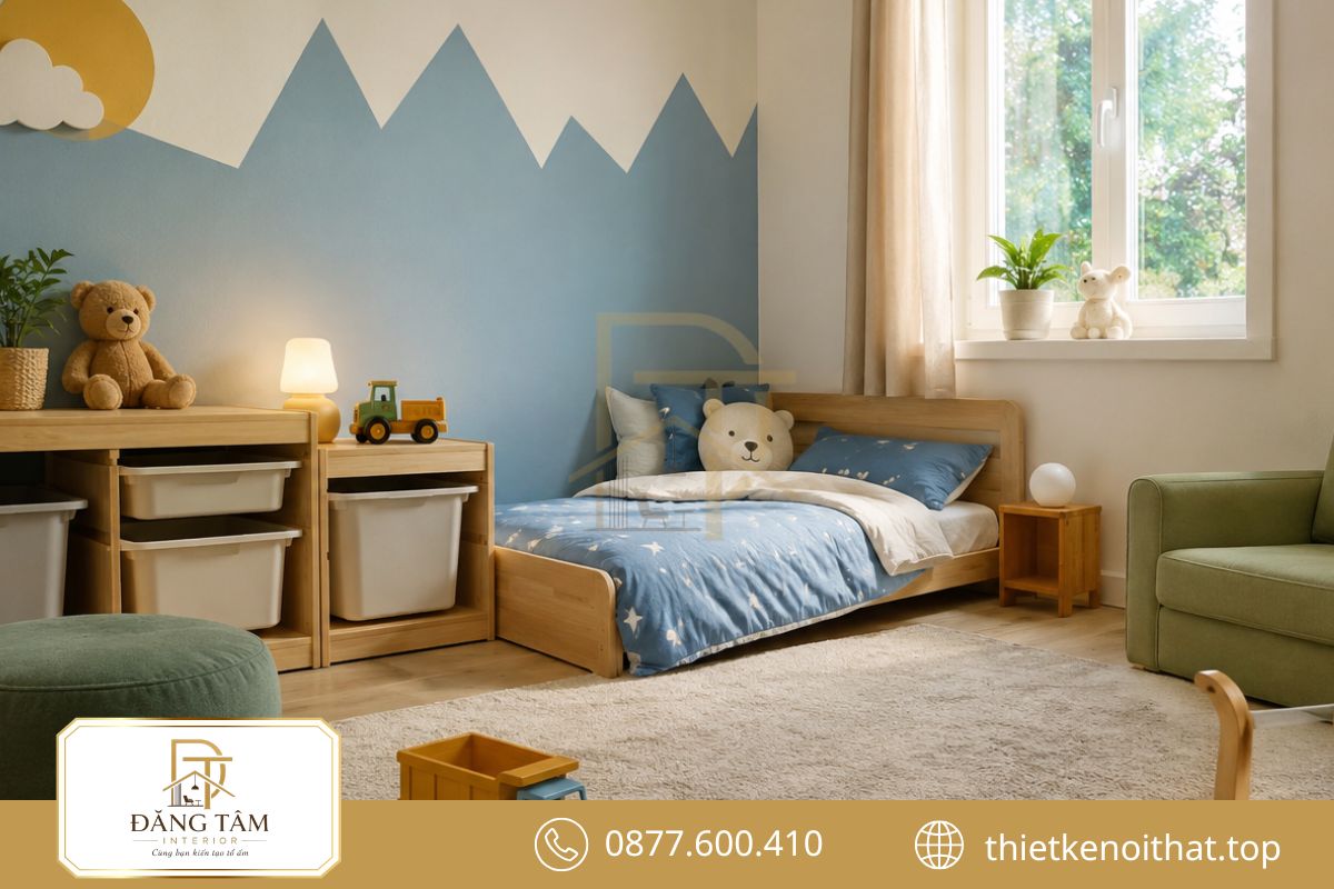 Phòng ngủ thấp và an toàn hỗ trợ bé tự do khám phá