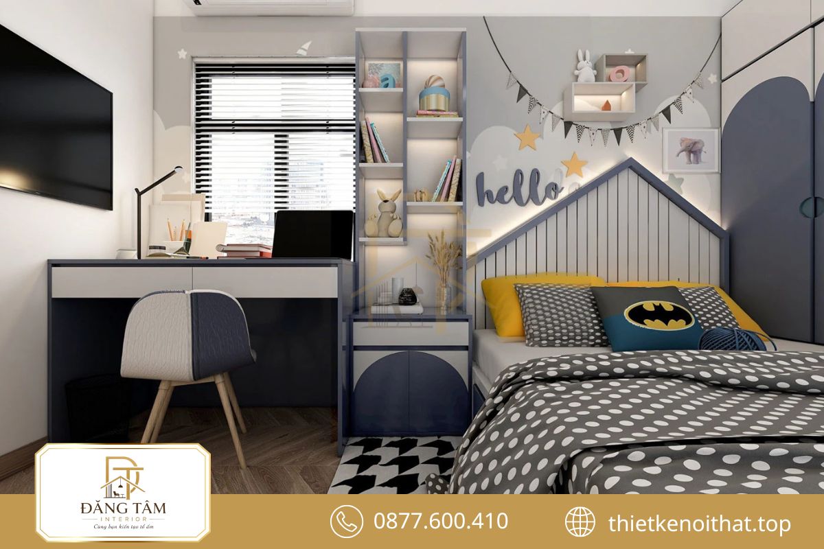 Phòng ngủ tuổi teen hiện đại đáp ứng học tập và thư giãn