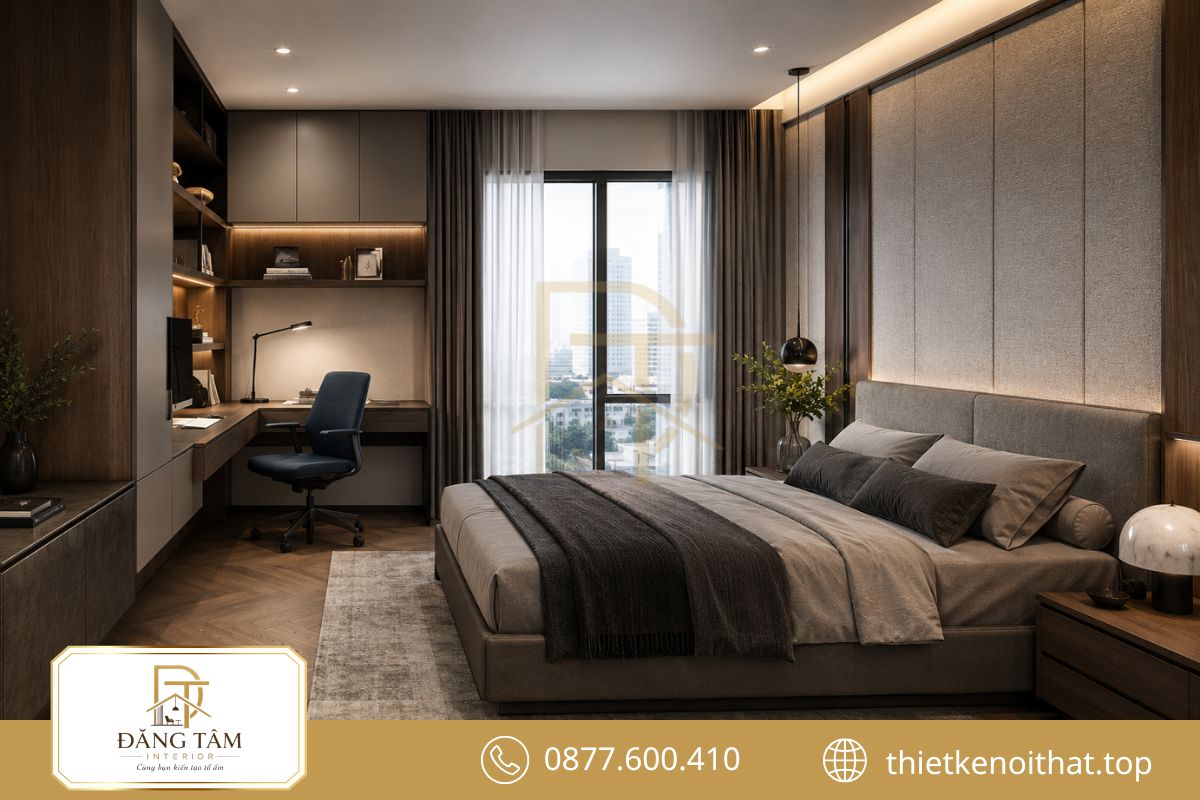 Góc làm việc riêng hỗ trợ tập trung mà không chiếm nhiều diện tích