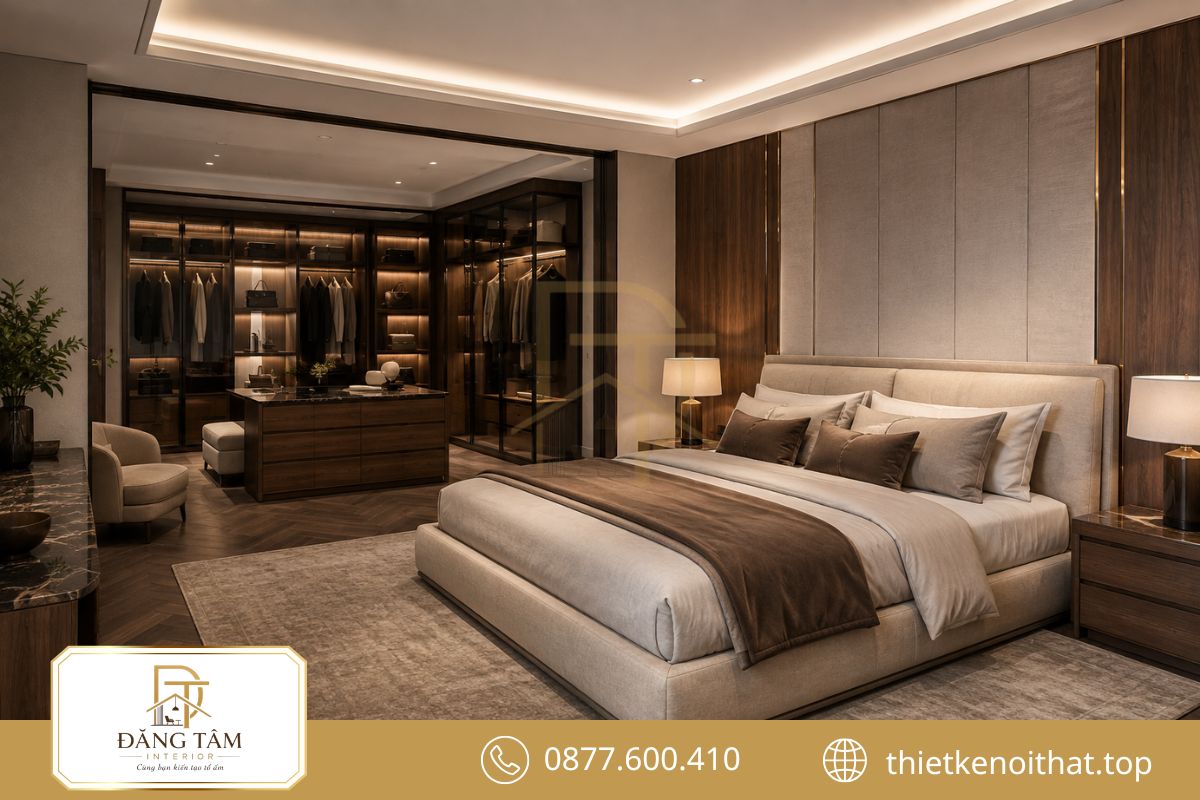 Phòng thay đồ riêng giúp khu vực nghỉ ngơi luôn gọn gàng hơn