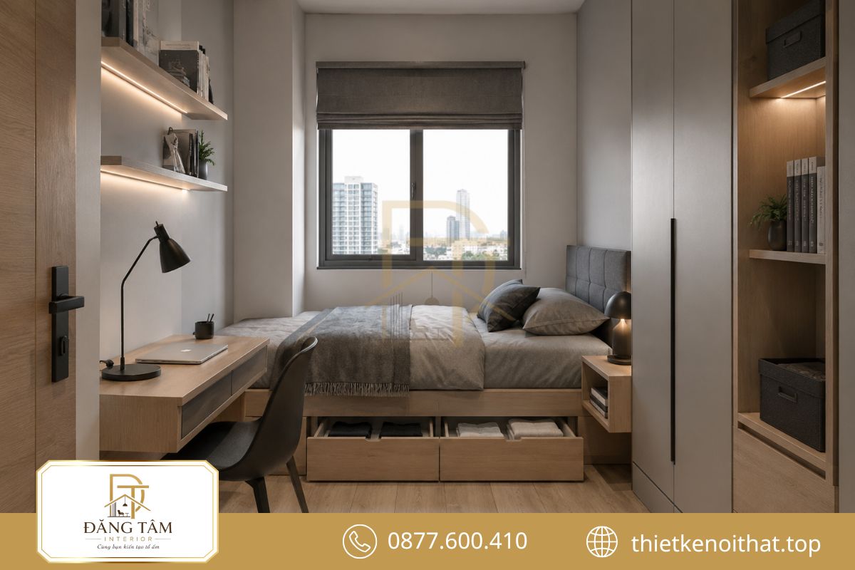 Nội thất đa năng giúp phòng ngủ nhỏ duy trì sự gọn gàng, tiện lợi