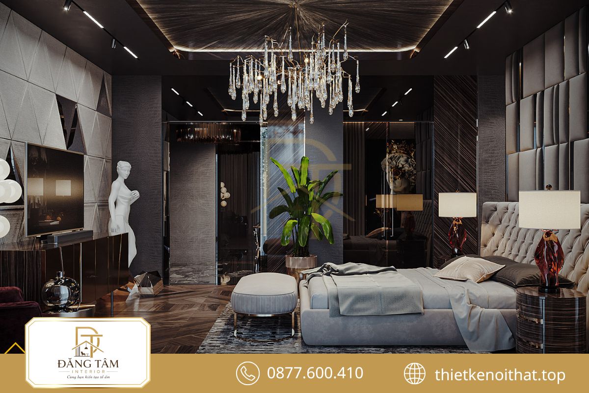 Vật liệu cao cấp tôn lên vẻ sang trọng của phòng ngủ nam Luxury
