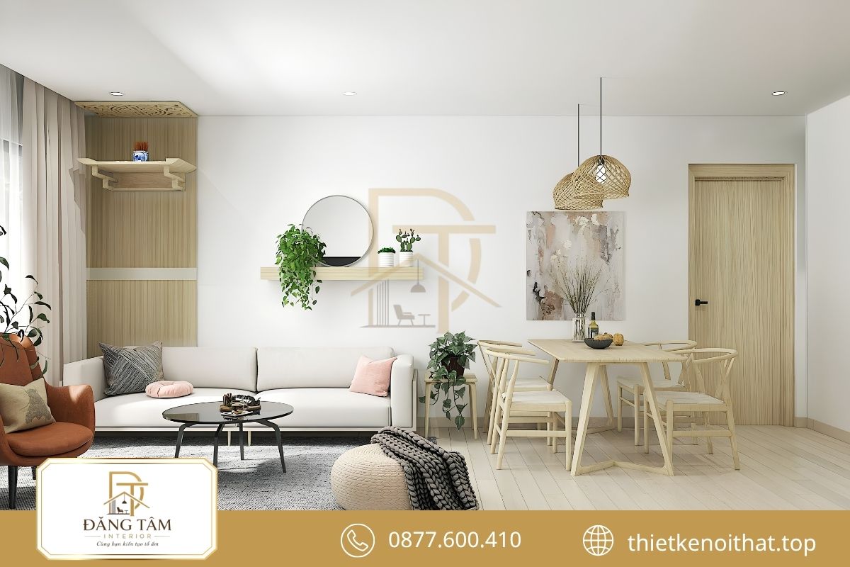 Mẫu thiết kế chung cư 2 phòng ngủ Scandinavian sáng thoáng, gần gũi 