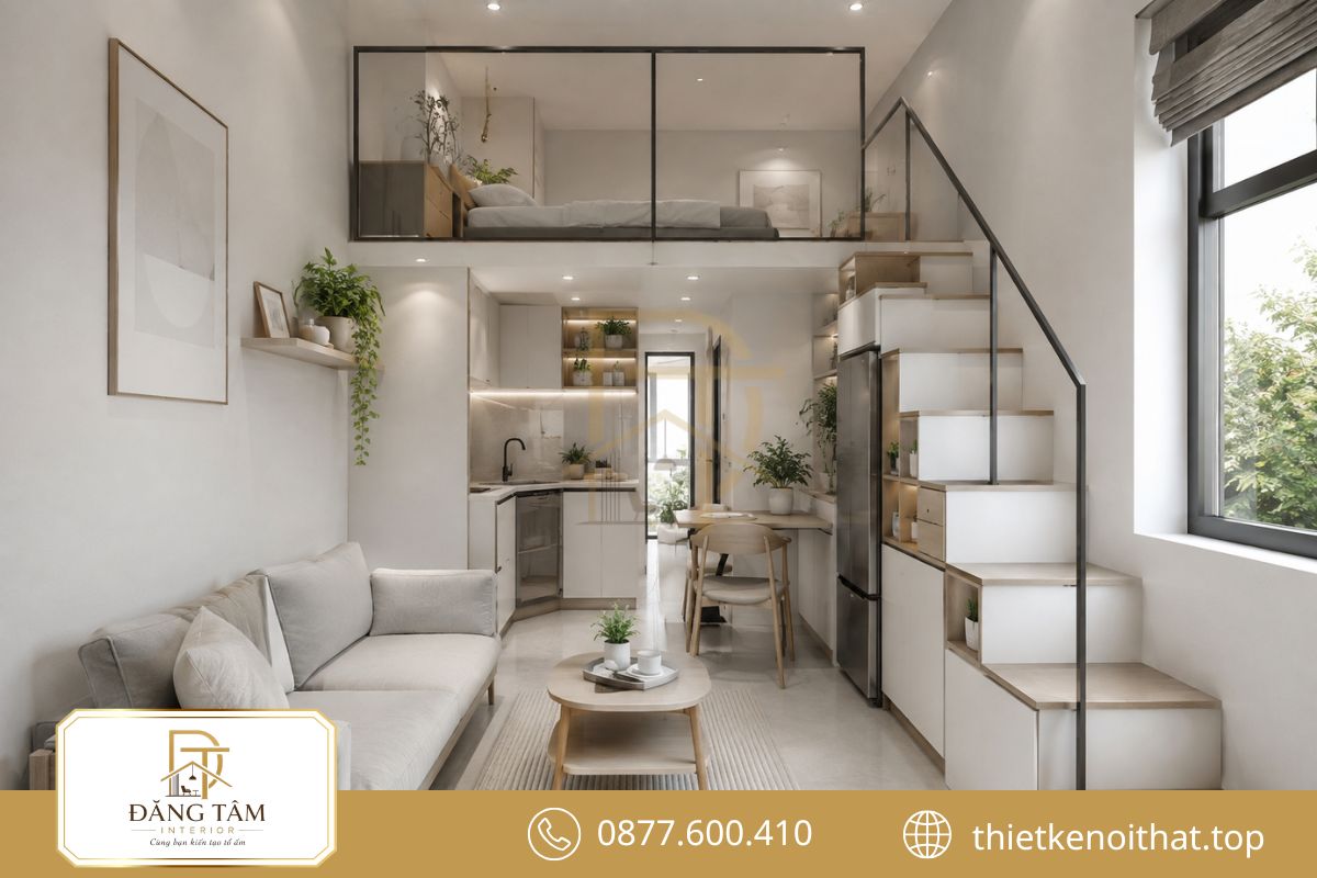 Nhà phố 15m2 khai thác gác lửng và nội thất đa năng