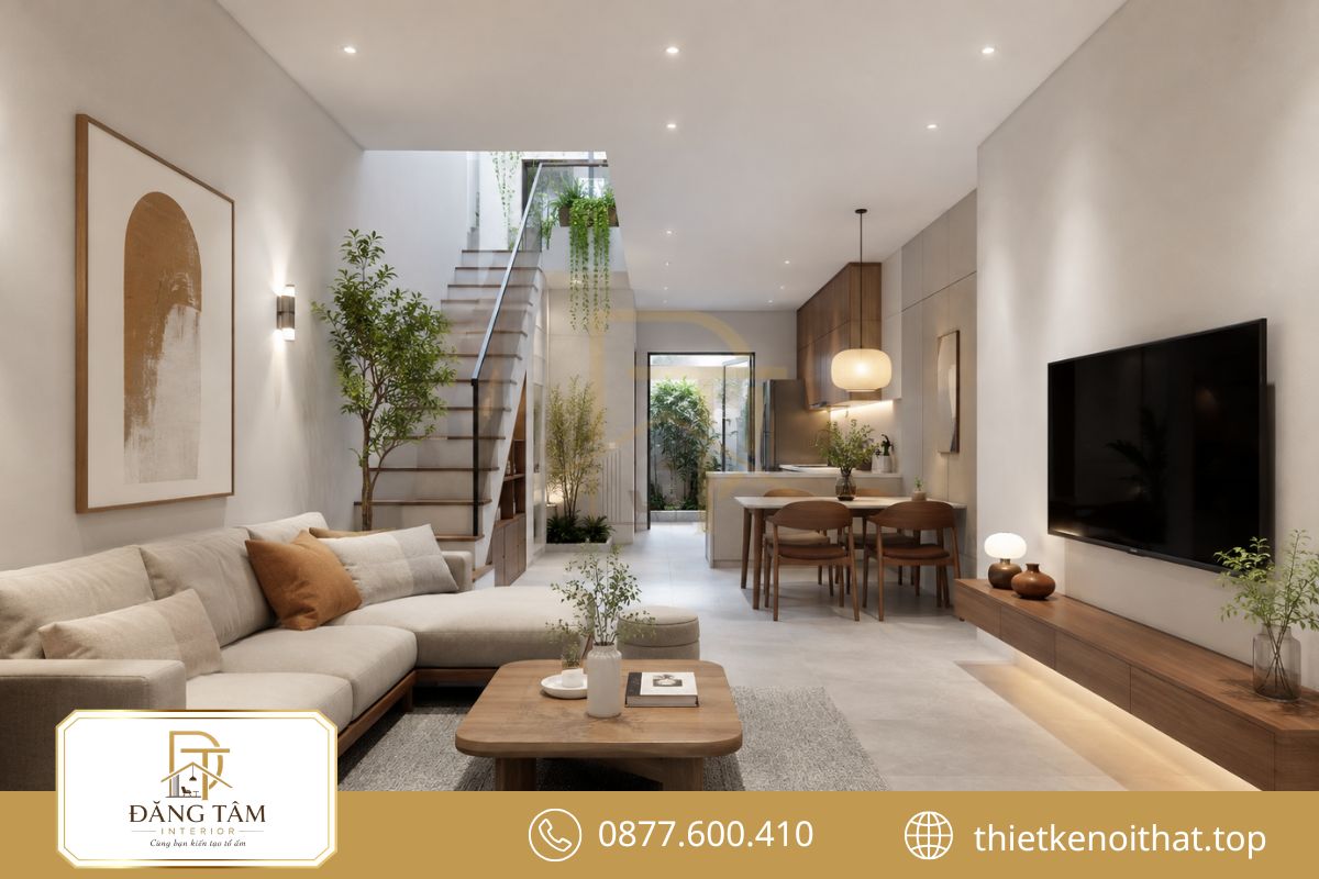 Giếng trời bổ sung ánh sáng cho nhà phố diện tích nhỏ 30m2