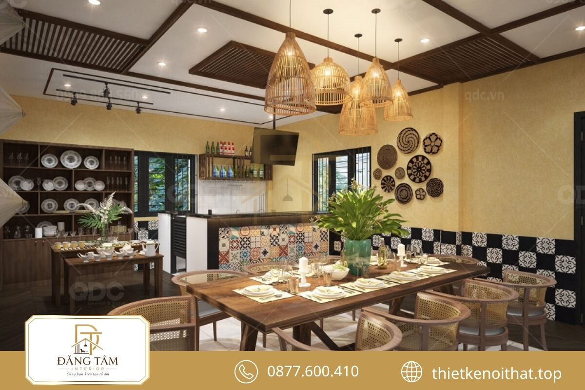 Phong cách nội thất đồng quê giúp nhà hàng ấm áp và giàu dấu ấn